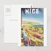 NICE Vintage Travel Poster Briefkaart (Voorkant / Achterkant)