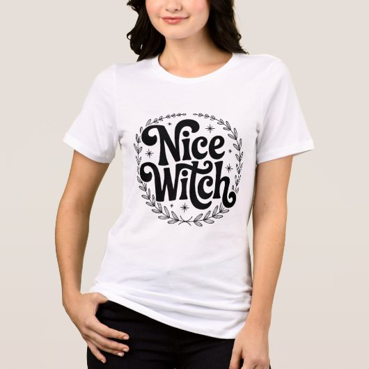 Nice Witch Minimalist Typography T-Shirt Design (Voorkant)