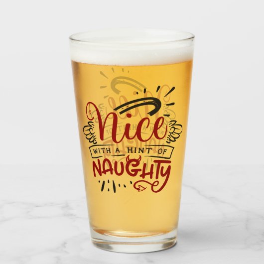 Nice With Hint of Naughty | Fun Christmas Holiday Glas (Voorkant gevuld)