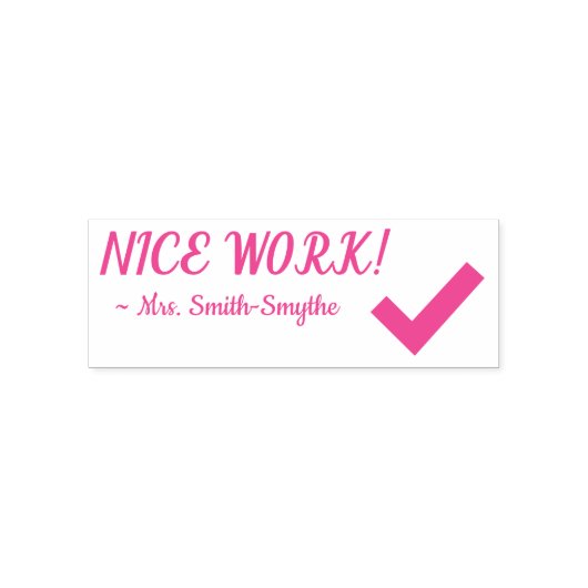 "NICE WORK!" + Tutor Name Rubber Stamp Zelfinktende Stempel (Design)