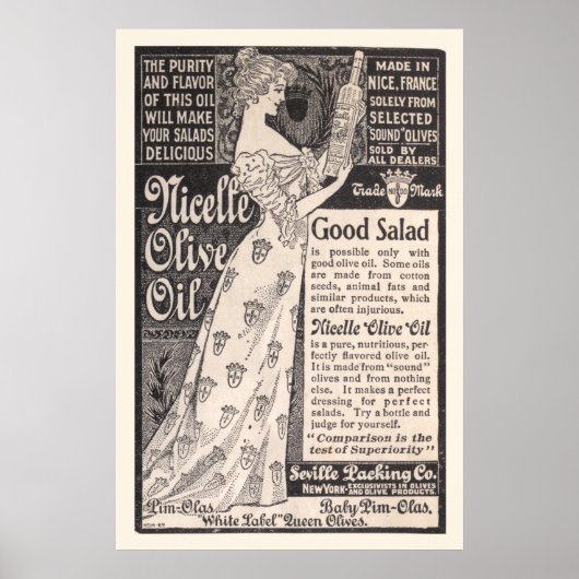  Nicelle Olive Oil Ad vanaf 1899 Poster (Voorkant)
