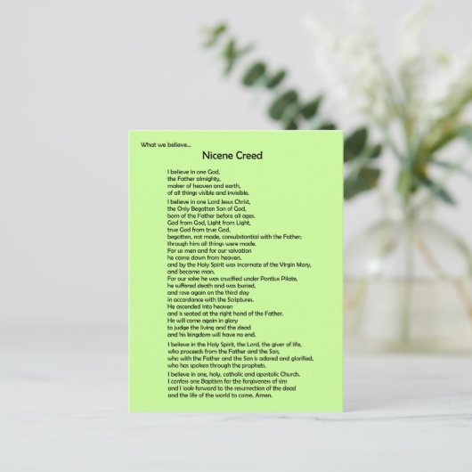 Nicene Creed Briefkaart ~  (Staand voorkant)