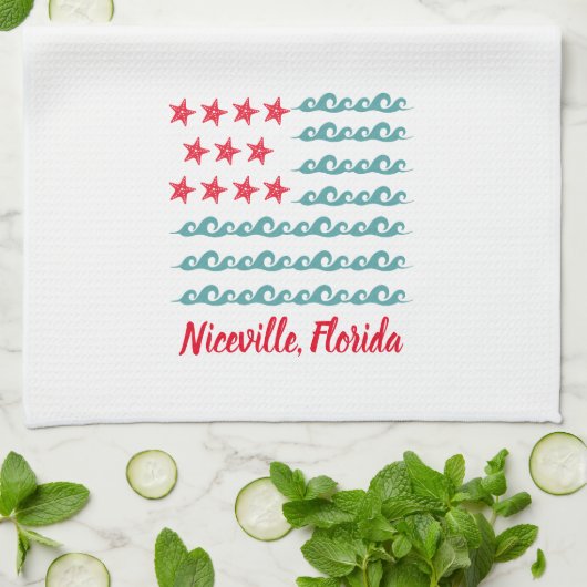 Niceville, Florida Ocean Wave Flag Kitchen Towel Theedoek (Gevouwen)