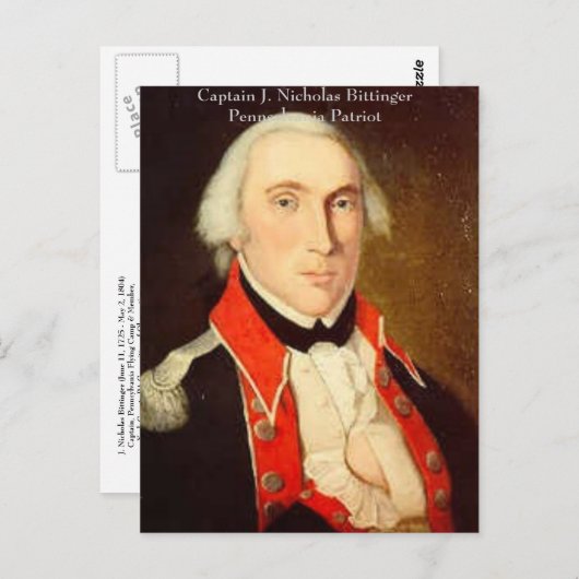 Nicholas Bittinger, Captain J. Nic. Briefkaart (Voorkant / Achterkant)