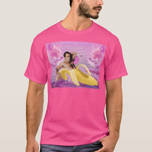 Nicholas Cage Banaan Vaporwave T-shirt (Voorkant)