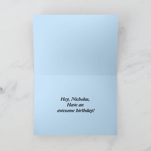 Nicholas Happy Birthday Surfer met regenboog Kaart (Binnen)