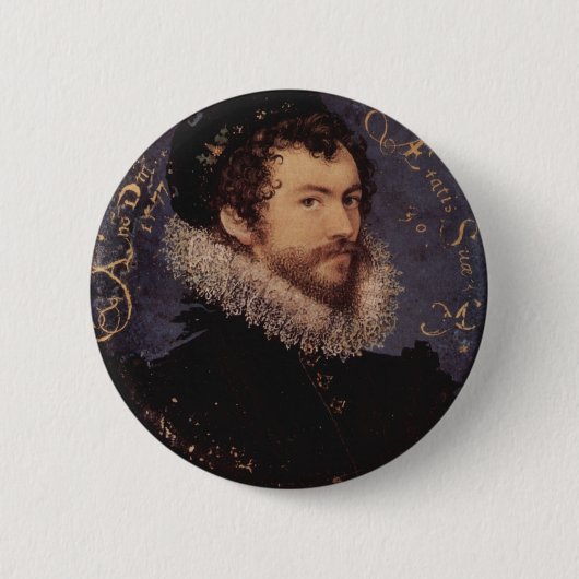Nicholas Hilliard, Self-Portrait, 1577 Ronde Button 5,7 Cm (Voorkant)