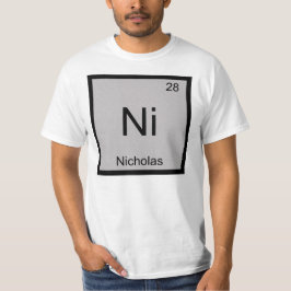 Nicholas Naam Chemie Element Periodiek Systeem T-shirt