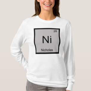 Nicholas Naam Chemie Element Periodiek Systeem T-shirt