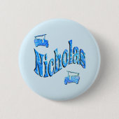 Nicholas Naam Met Brandweerwagens, Ronde Button 5,7 Cm (Voorkant)