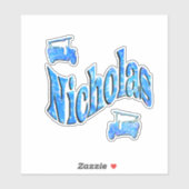 Nicholas Naam Met Brandweerwagens, Sticker (Vel)