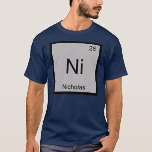 Nicholas Name Chemistry Element Periodic Table T-shirt
