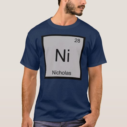 Nicholas Name Chemistry Element Periodic Table T-shirt (Voorkant)