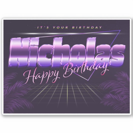 Nicholas Name Vorname retro Sticker Geburtstag (Voorkant)