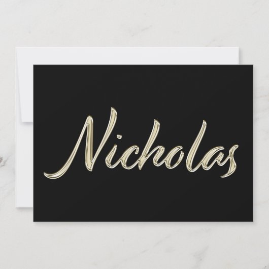 Nicholas Name white gold Handwriting Karte Kaart (Voorkant)