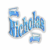 Nicholas Name With Fire Trucks, Sticker (Voorkant)