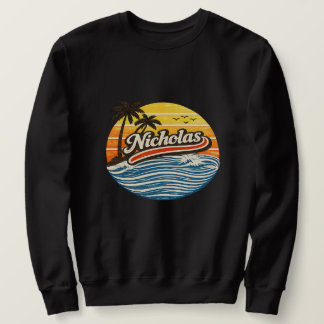 Nicholas Retro Zonsondergang Naamontwerp Trui