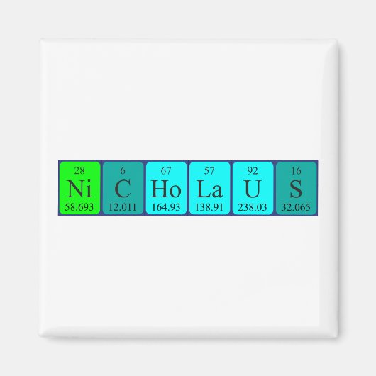 Nicholaus periodieke tabelnaam magnet (Voorkant)