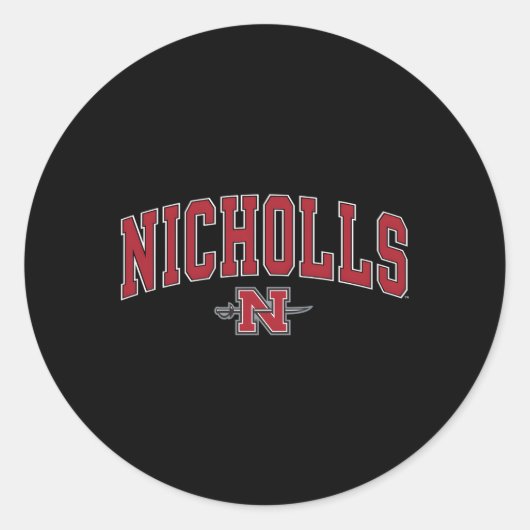 Nicholls State Colonels Arch Over Ronde Sticker (Voorkant)