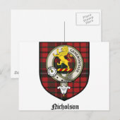 Nicholson Clan Crest Badge Tartan Briefkaart (Voorkant / Achterkant)