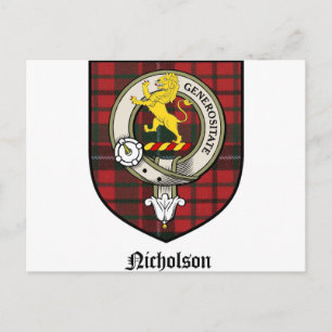 Nicholson Clan Crest Badge Tartan Briefkaart