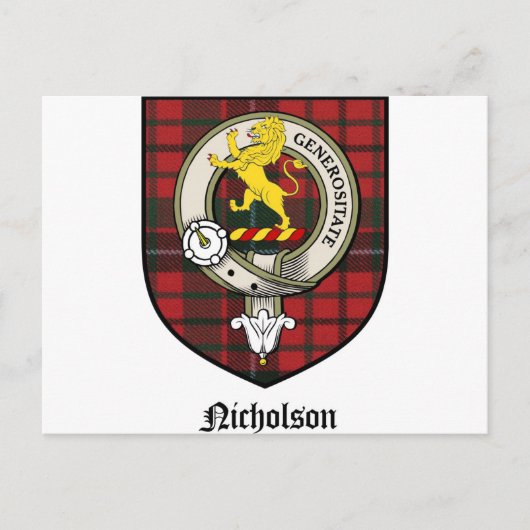 Nicholson Clan Crest Badge Tartan Briefkaart (Voorkant)