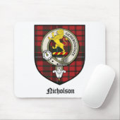 Nicholson Clan Crest Badge Tartan Muismat (Met muis)