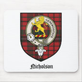 Nicholson Clan Crest Badge Tartan Muismat (Voorkant)