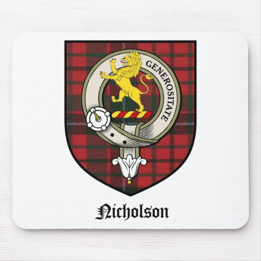 Nicholson Clan Crest Badge Tartan Muismat (Voorkant)
