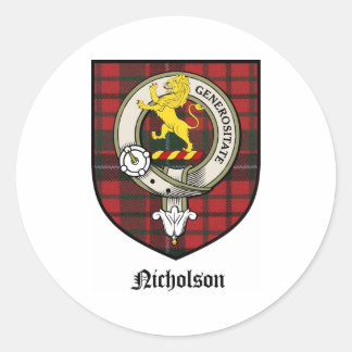 Nicholson Clan Crest Badge Tartan Ronde Sticker