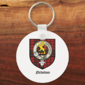 Nicholson Clan Crest Badge Tartan Sleutelhanger (Voorkant)