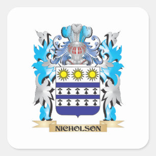 Nicholson Coat of Arms - Familie Crest Vierkante Sticker