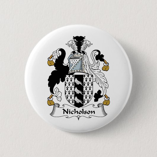 Nicholson Family Crest Ronde Button 5,7 Cm (Voorkant)