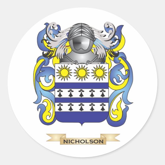 Nicholson Wapen (Family Crest) Ronde Sticker (Voorkant)