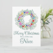 Nicht Kleurrijke Kerstkrans Feestdagenkaart (Staand voorkant)