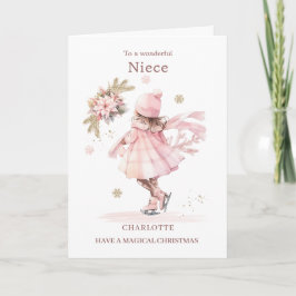 Nicht Pink Kerstmis Jong Meisje Feestdagen Kaart