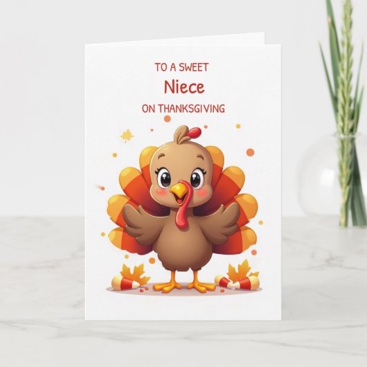 Nicht Thanksgiving Zoete Snoepmaïs Kalkoen Kaart (Voorkant)