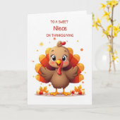 Nicht Thanksgiving Zoete Snoepmaïs Kalkoen Kaart (Gele Bloem)