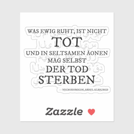 „Nicht tot ist...“ – Das Necronomicon-Zitat Sticker (Vel)
