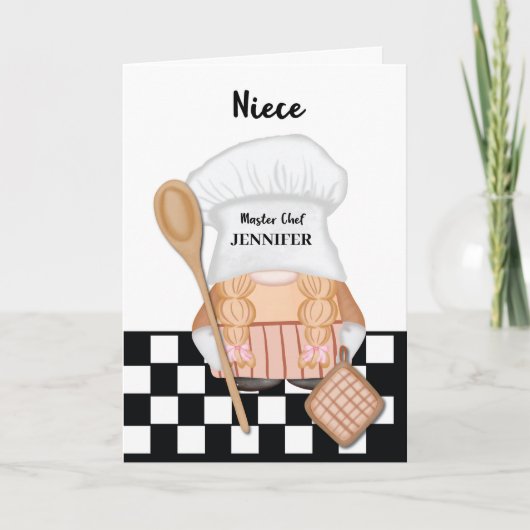 Nicht Verjaardag Whimsical Gnome Chef Cooking Kaart (Voorkant)
