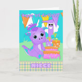 Nichtje 1e verjaardag Schattige monstertje met cad Kaart (Voorkant)