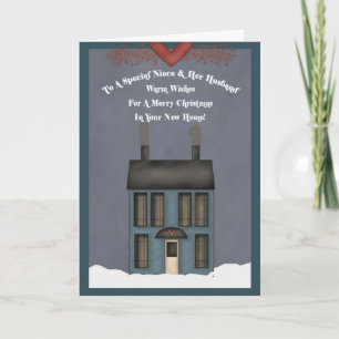 Nichtje en haar man, 1e kerst in nieuw huis feestdagen kaart