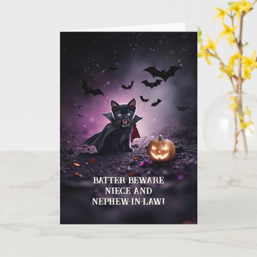 Nichtje en man neefje in de wet Halloween Schattig Kaart (Gele Bloem)