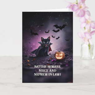 Nichtje en man neefje in de wet Halloween Schattig Kaart
