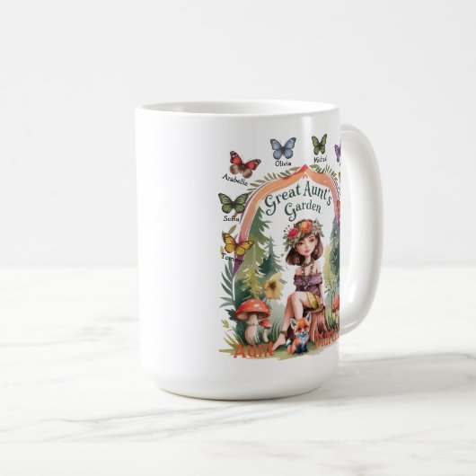 Nichtje en neefje Custom Namen Great Tante's Garde Koffiemok (Voorkant rechts)