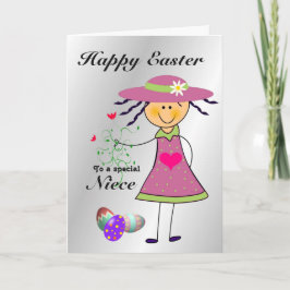 Nichtje / Happy Easter / Egg Hunt - Cartoon Girl Feestdagen Kaart