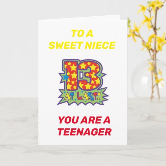 NICHTJE IS EEN "TIENER" OP HAAR **13e VERJAARDAG** Kaart (Gele Bloem)