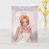 Nichtje met fantasie Vrouw in crème jurk Kaart (Gele Bloem)