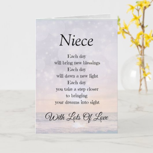 Nichtje Moedig Gedicht ontwerp Groet Kaart (Gele Bloem)