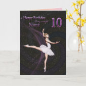 Nichtje van 10, een ballerina verjaardagskaart kaart (Gele Bloem)